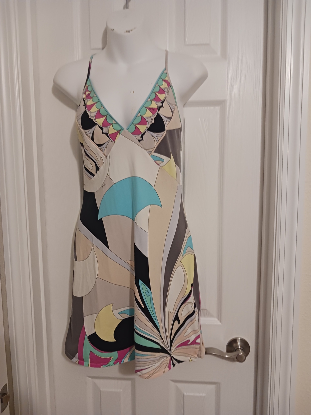 Emilio Pucci Multicolor Abstract Print Mini Dress Luxury Vtg 8